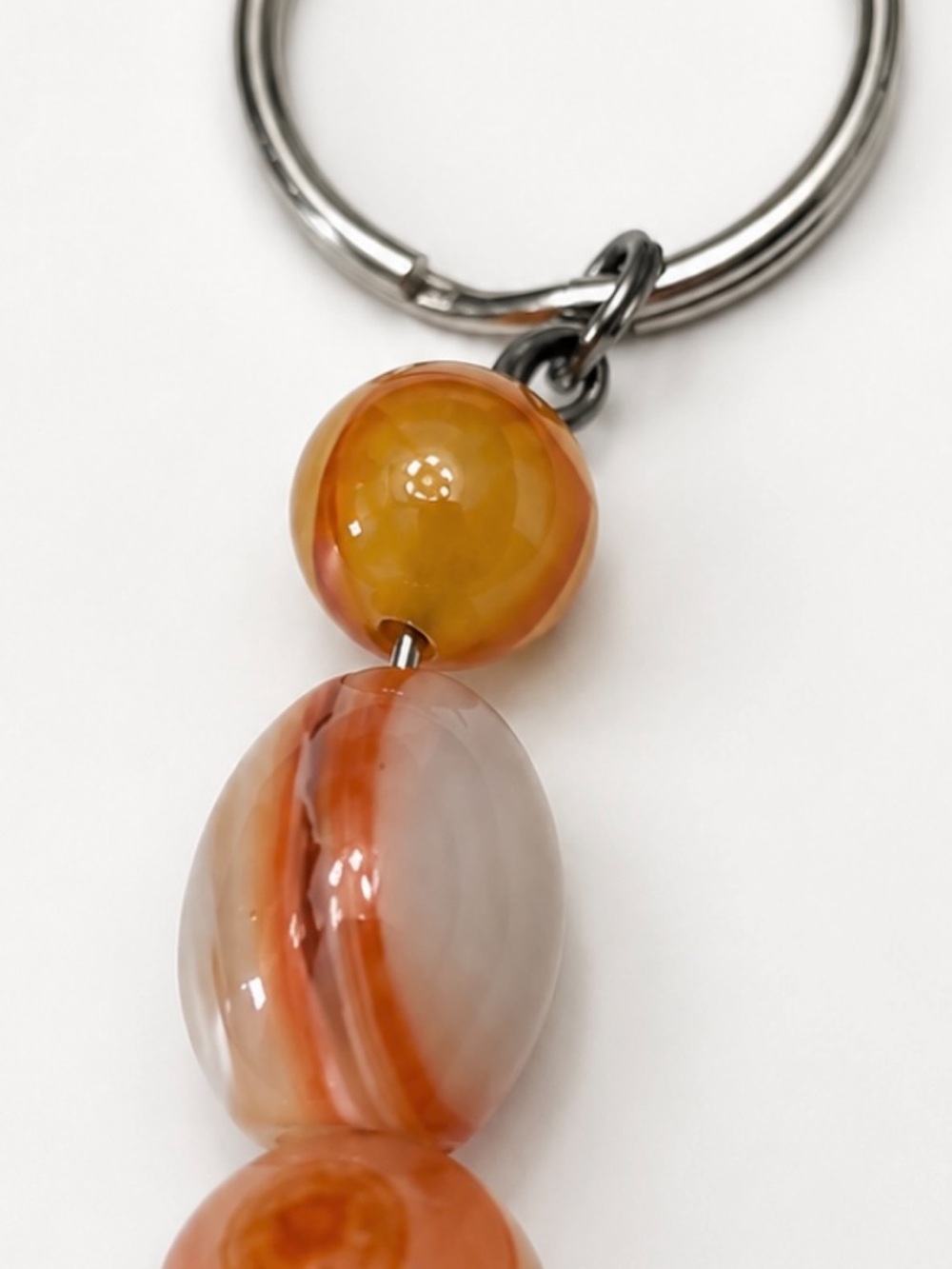 Natural Agate Beaded Keychain Peach Stone Purse Charm